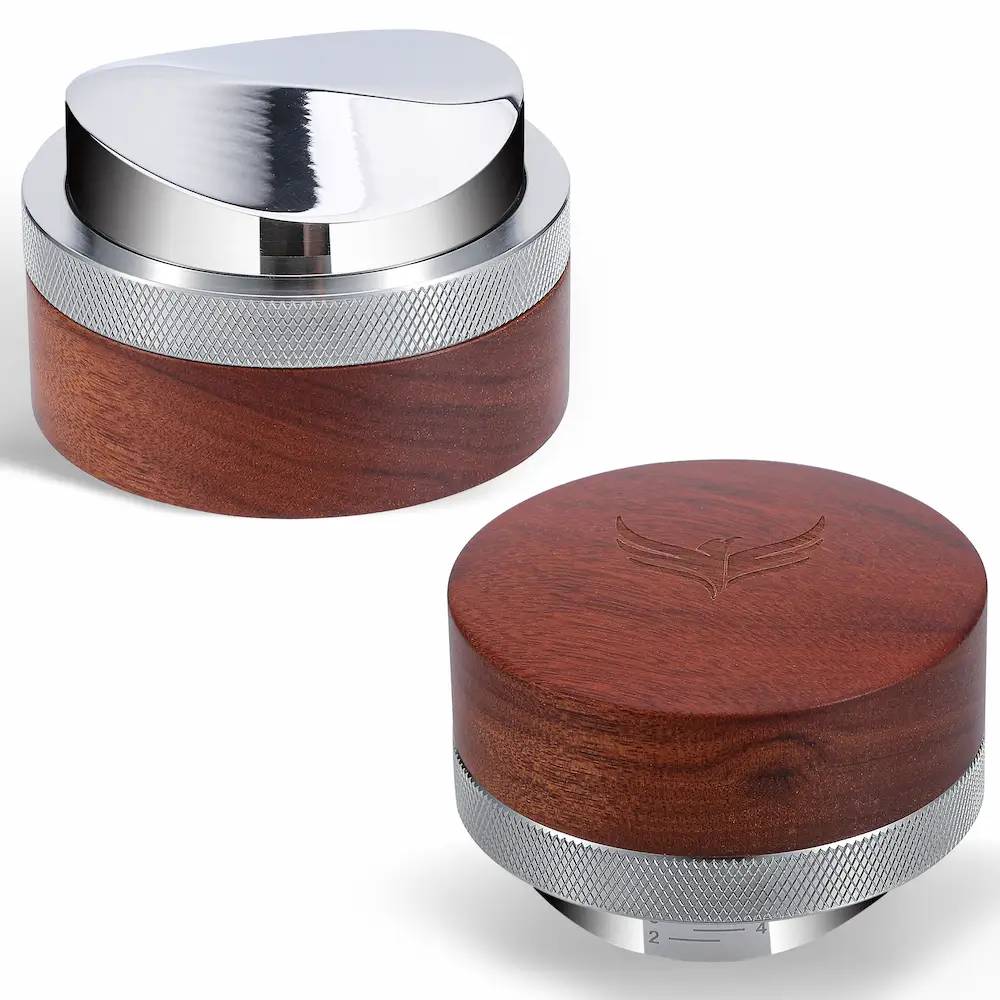 KNODOS 54mm Rosewood Espresso Distribution Tool for Breville — Adjustable Coffee Leveler - 2