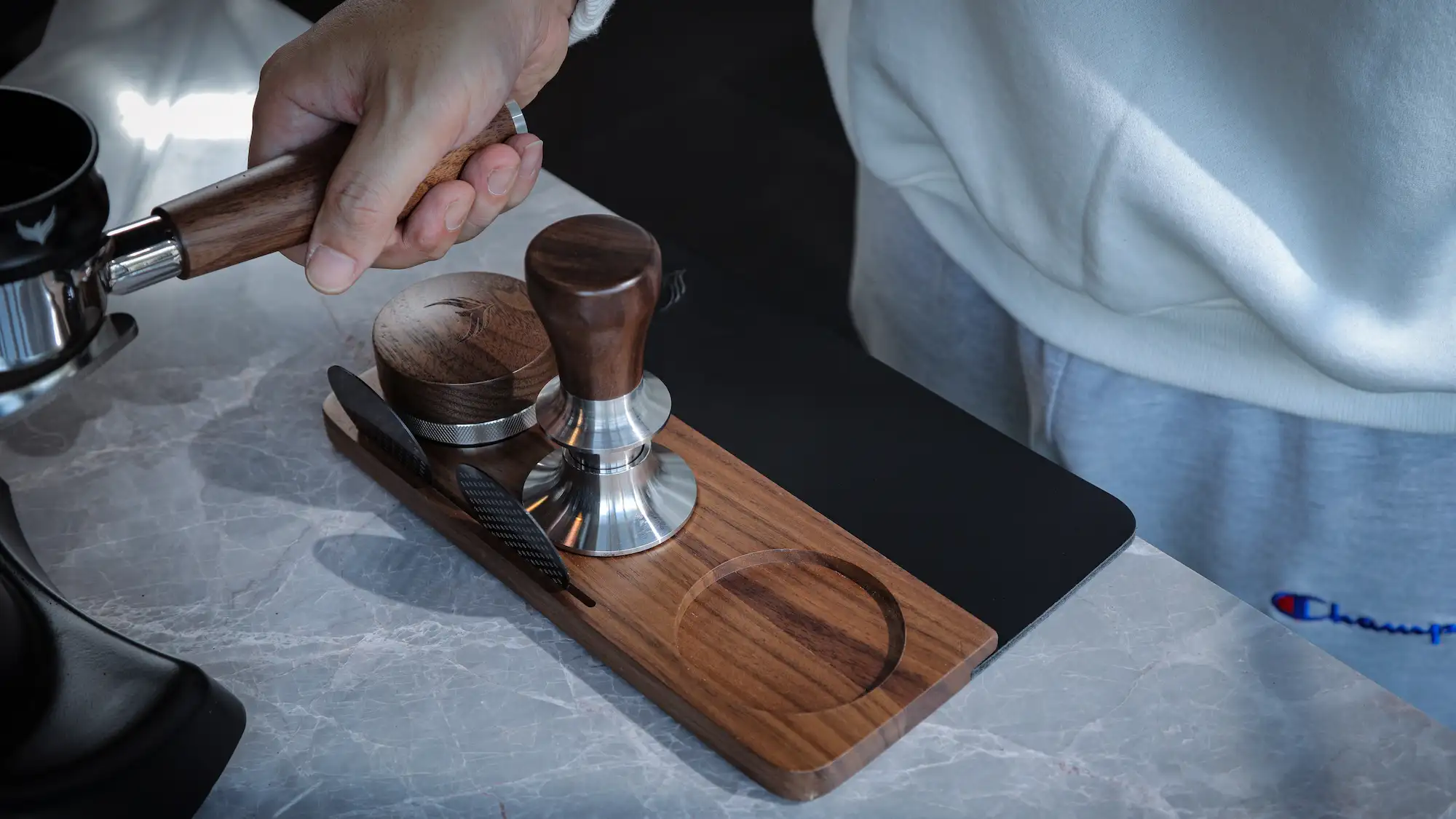 Espresso Mat 58mm Walnut Leather Coffee Tamping Mat - 6