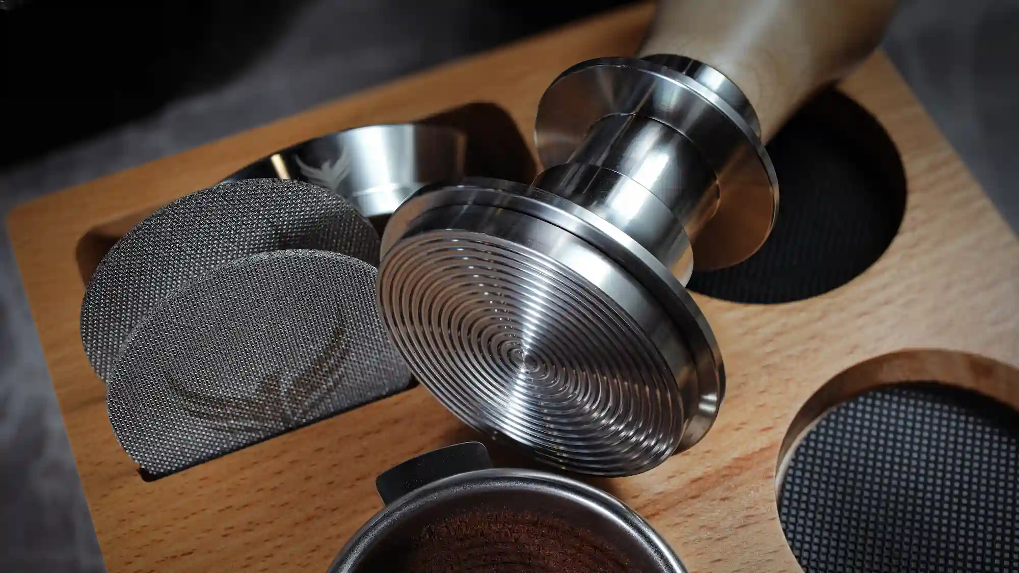 58.5mm Coffee Tamper Fits 58mm Portafilters Calibrated and Double Spring Loaded Design Maple Handle - 5