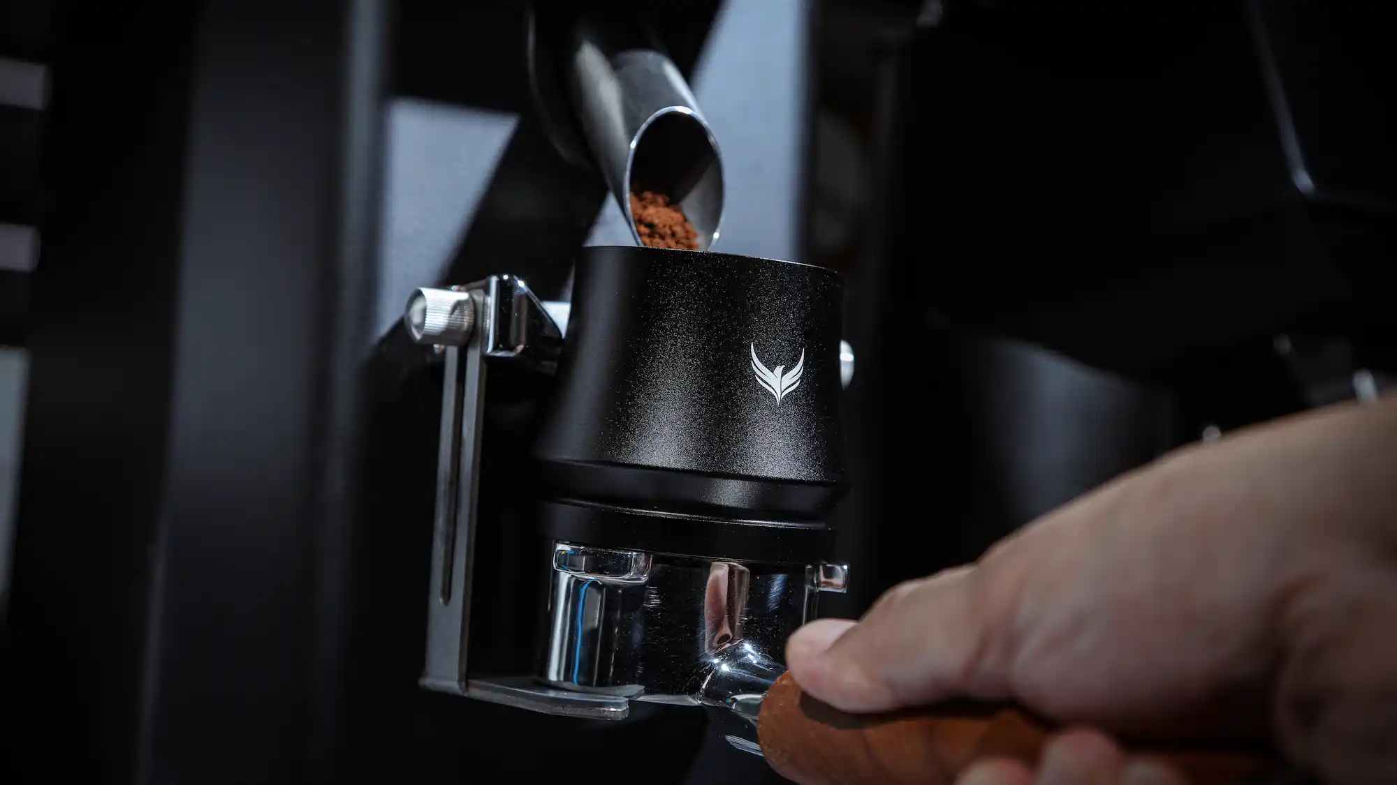 KNODOS 54mm Blind Espresso Shaker with Walnut Lid — Magnetic Dosing Cup for Breville, Grounds Distribution Tool - 3
