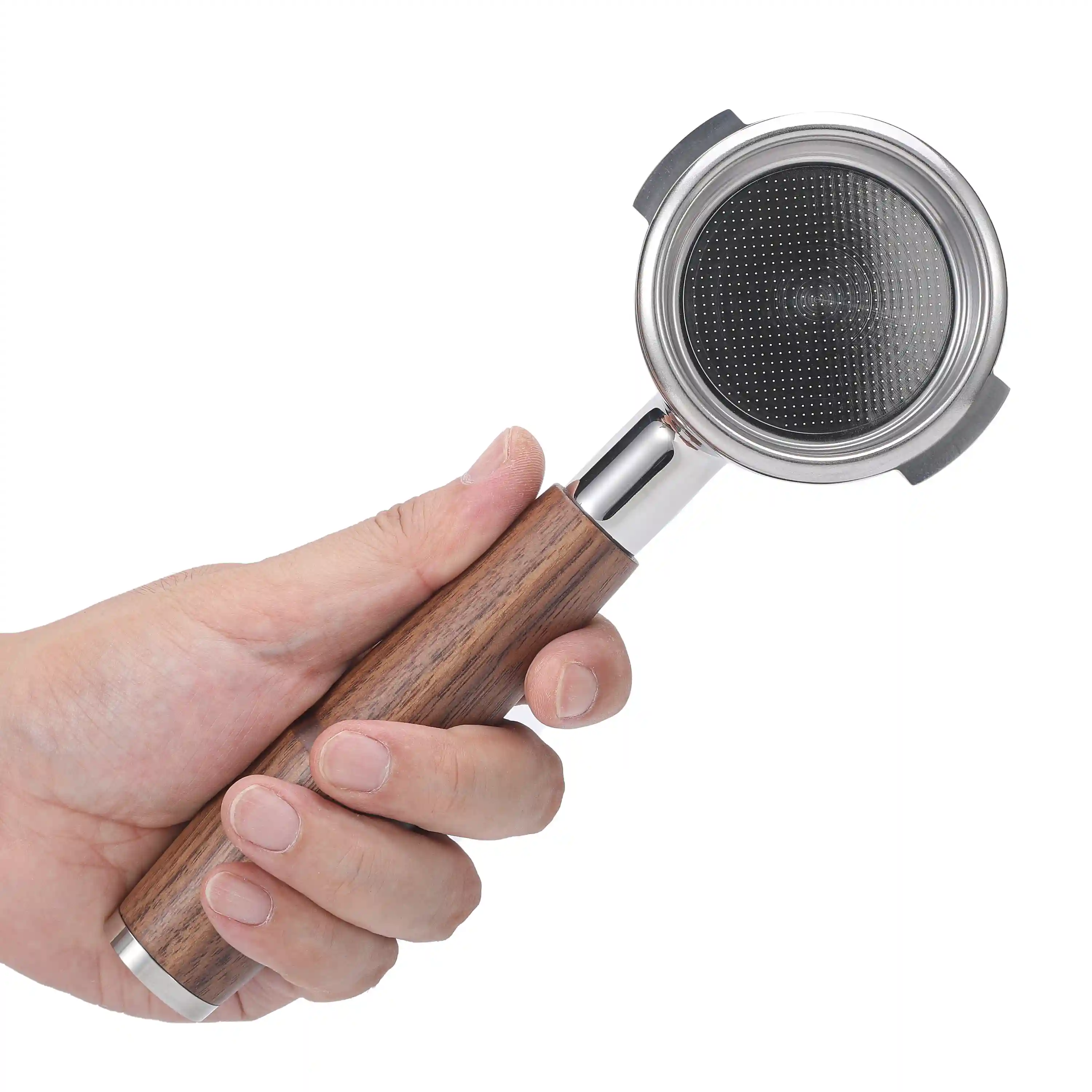 Walnut 58mm Bottomless Portafilter for E61 Group Head | Professional Barista-Grade Naked Portafilter | Compatible with Rocket, Lelit, Ascaso, Profitec, ECM, Flair 58