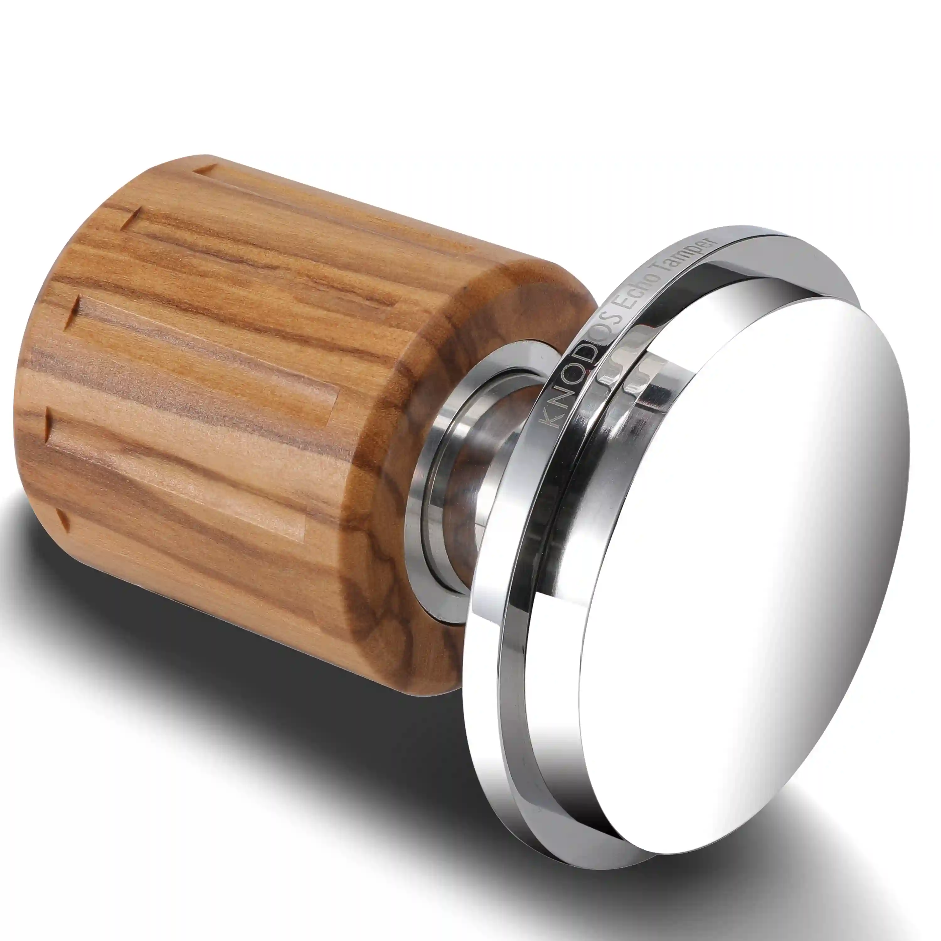 KNODOS Echo Spring-Loaded Espresso Tamper 54mm for Breville & Sage – Calibrated 30lb Click, 53.3mm Self-Leveling Olive Wood - 2