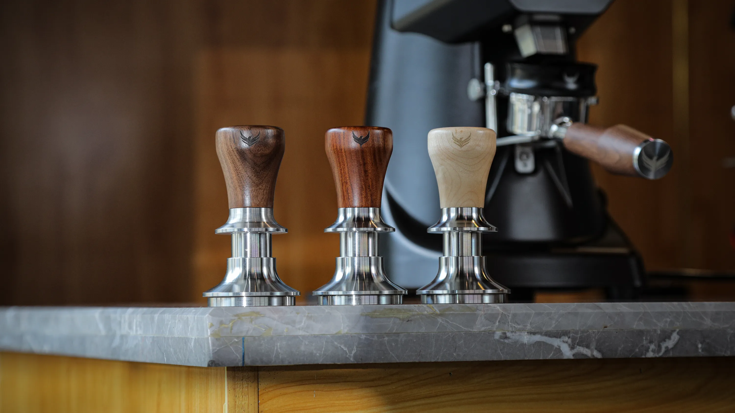 51mm Rosewood Calibrated Espresso Tamper with 20lb, 25lb & 30lb Springs for Delonghi, Casabrews, Smeg - 6