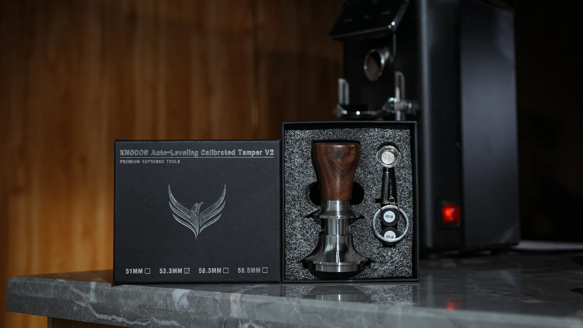 KNODOS 58mm Espresso Tamper with Walnut Handle, 58.35mm Calibrated Self-Leveling Spring Loaded Ripple Base Tamper - 6