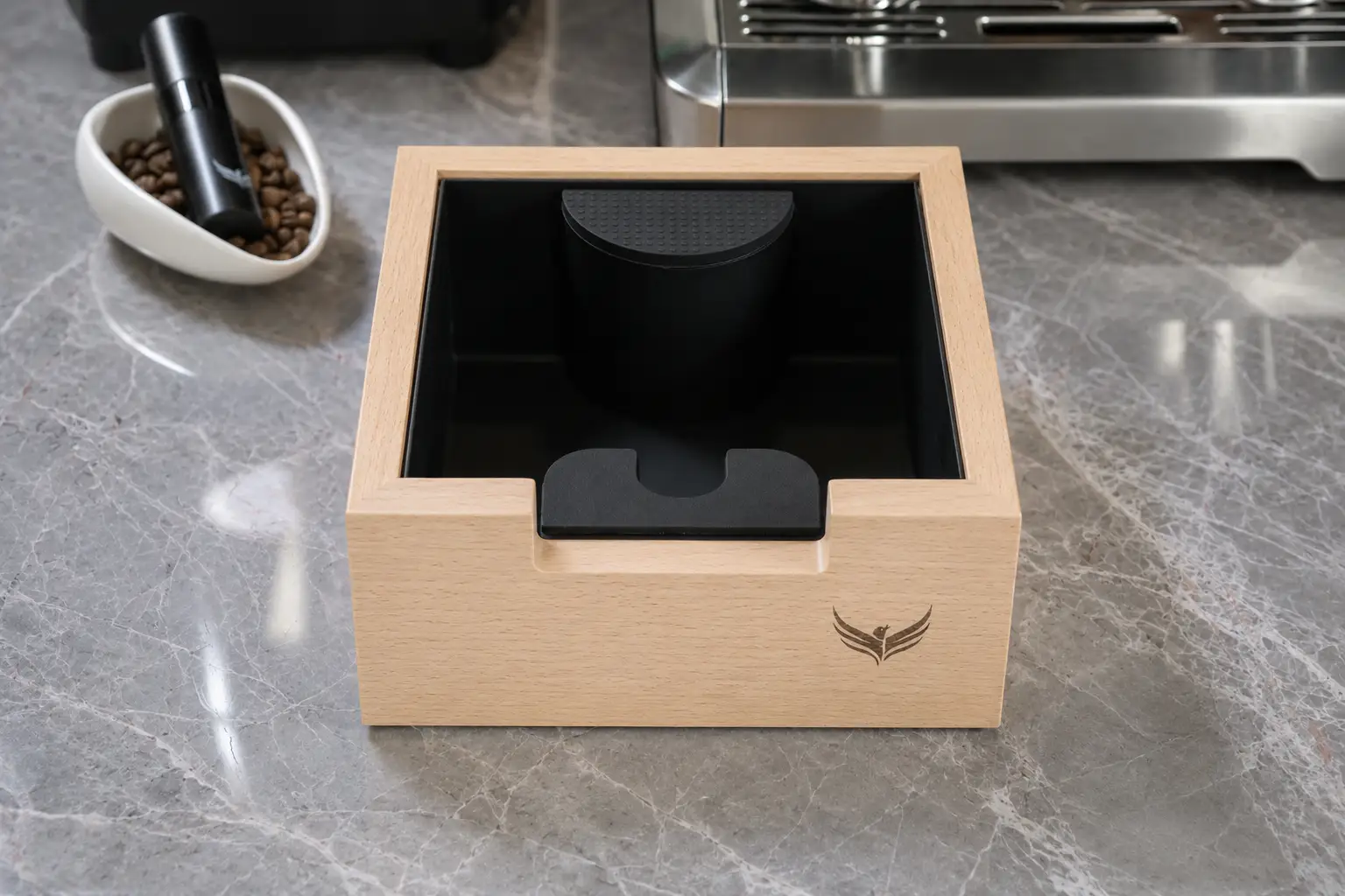 KNODOS Wooden Espresso Knock Box — Shock-Absorbent Bar, Removable Liner, Non-Slip Base - 2