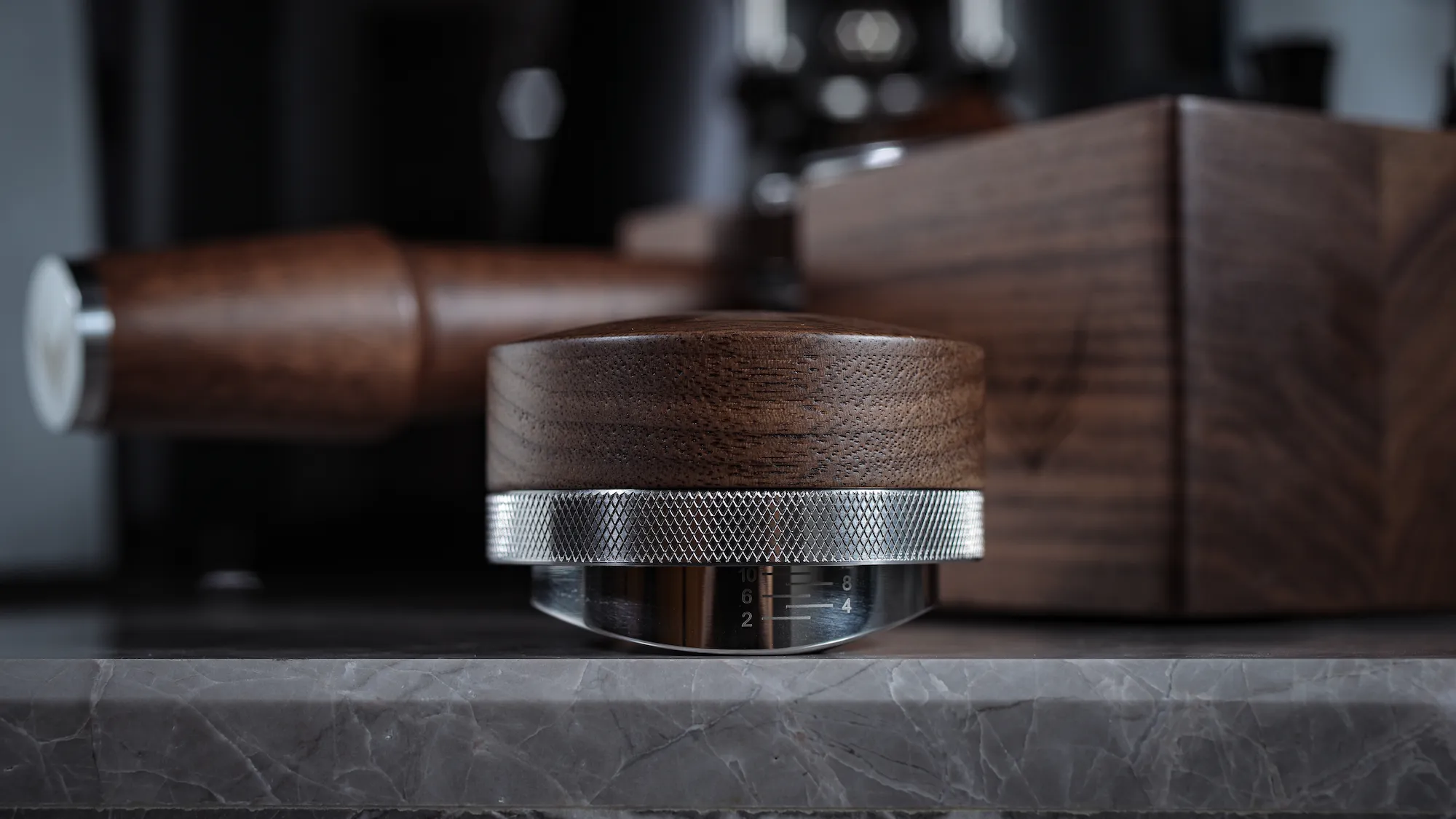 KNODOS 54mm Walnut Coffee Distributor for Breville — Adjustable Espresso Leveler, Stainless Steel - 4