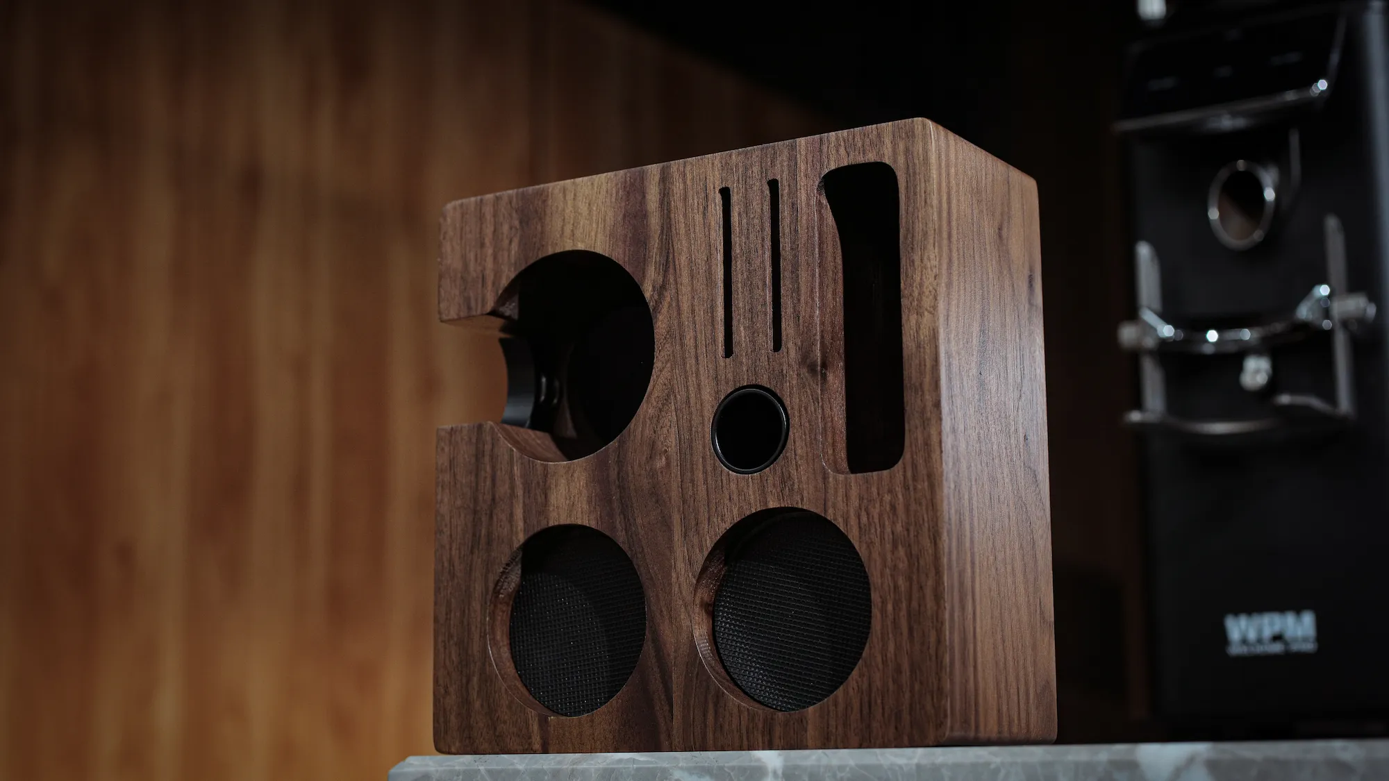 58mm Tamper Station Walnut Portafilter Holder Compact Espresso Organizer with Multi Accessory Storage - 2