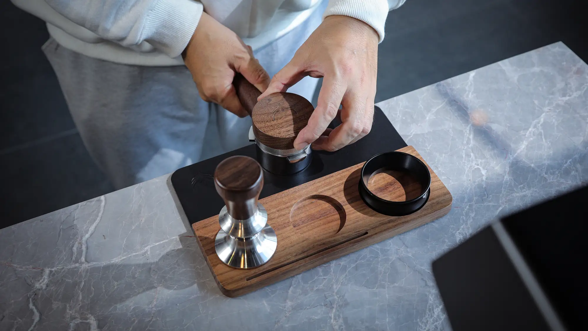 Espresso Mat 58mm Walnut Leather Coffee Tamping Mat - 5