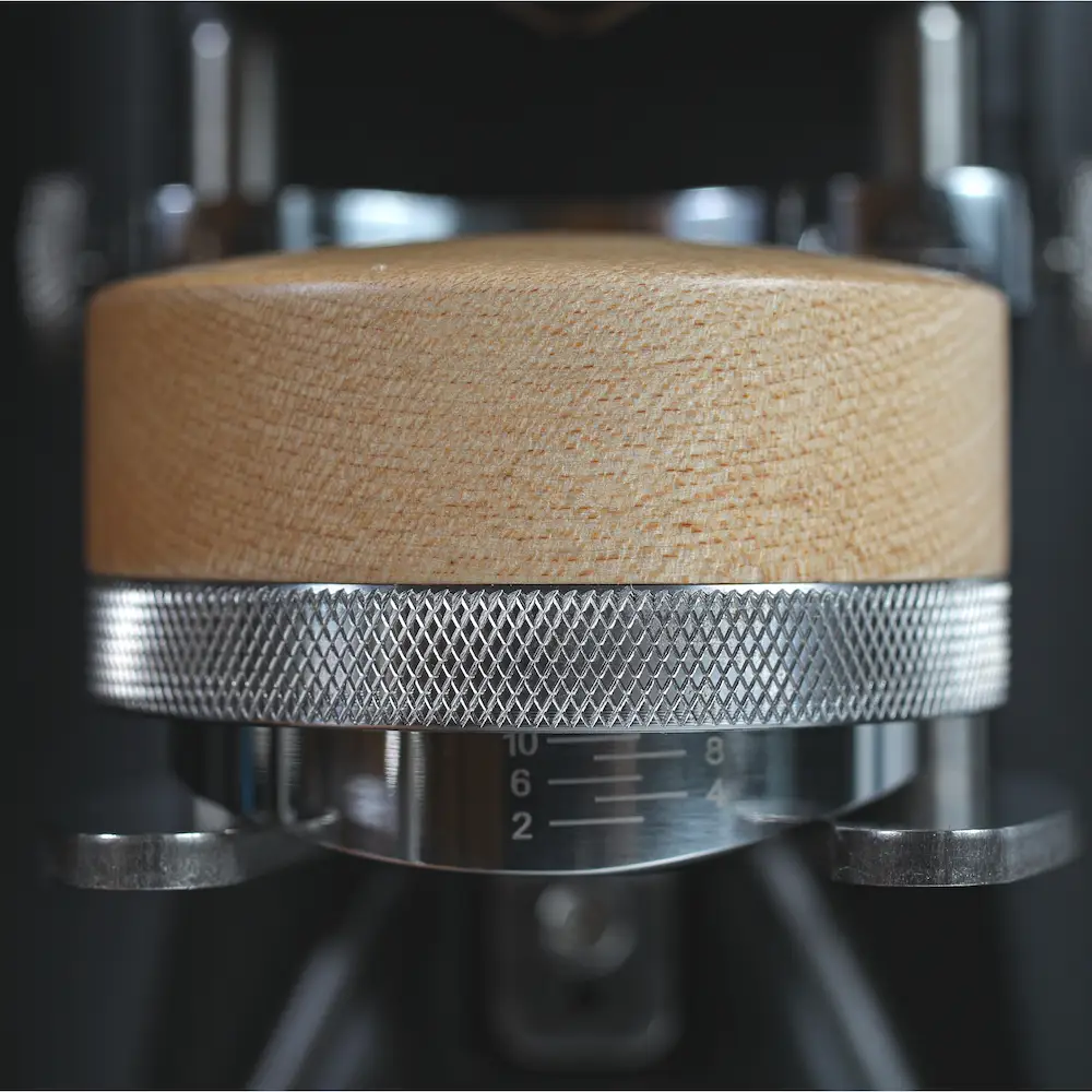 KNODOS 58.5mm Espresso Distribution Tool Maple — Adjustable Coffee Leveler, Stainless Steel - 2