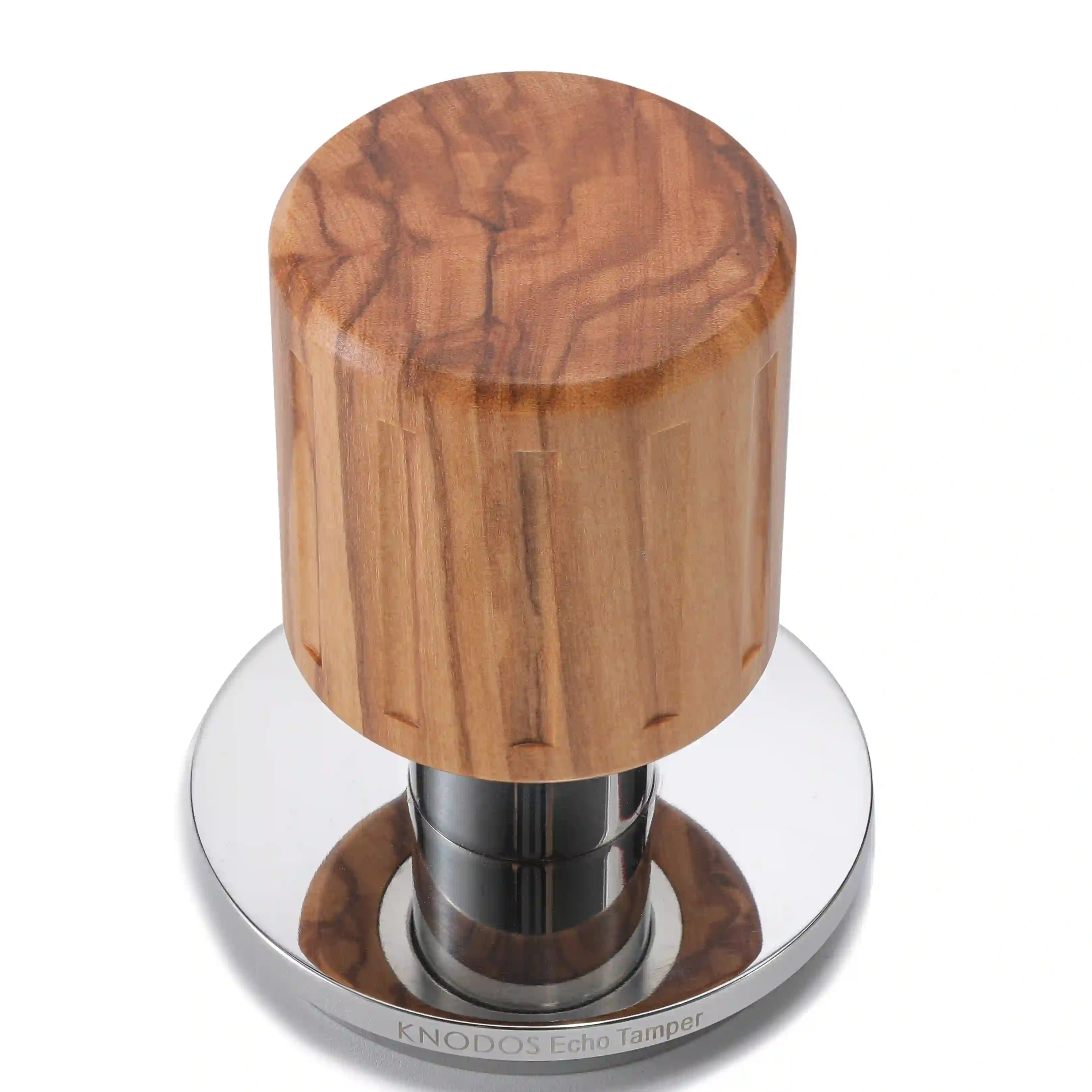 KNODOS Echo Spring-Loaded Espresso Tamper 54mm for Breville & Sage – Calibrated 30lb Click, 53.3mm Self-Leveling Olive Wood - 4