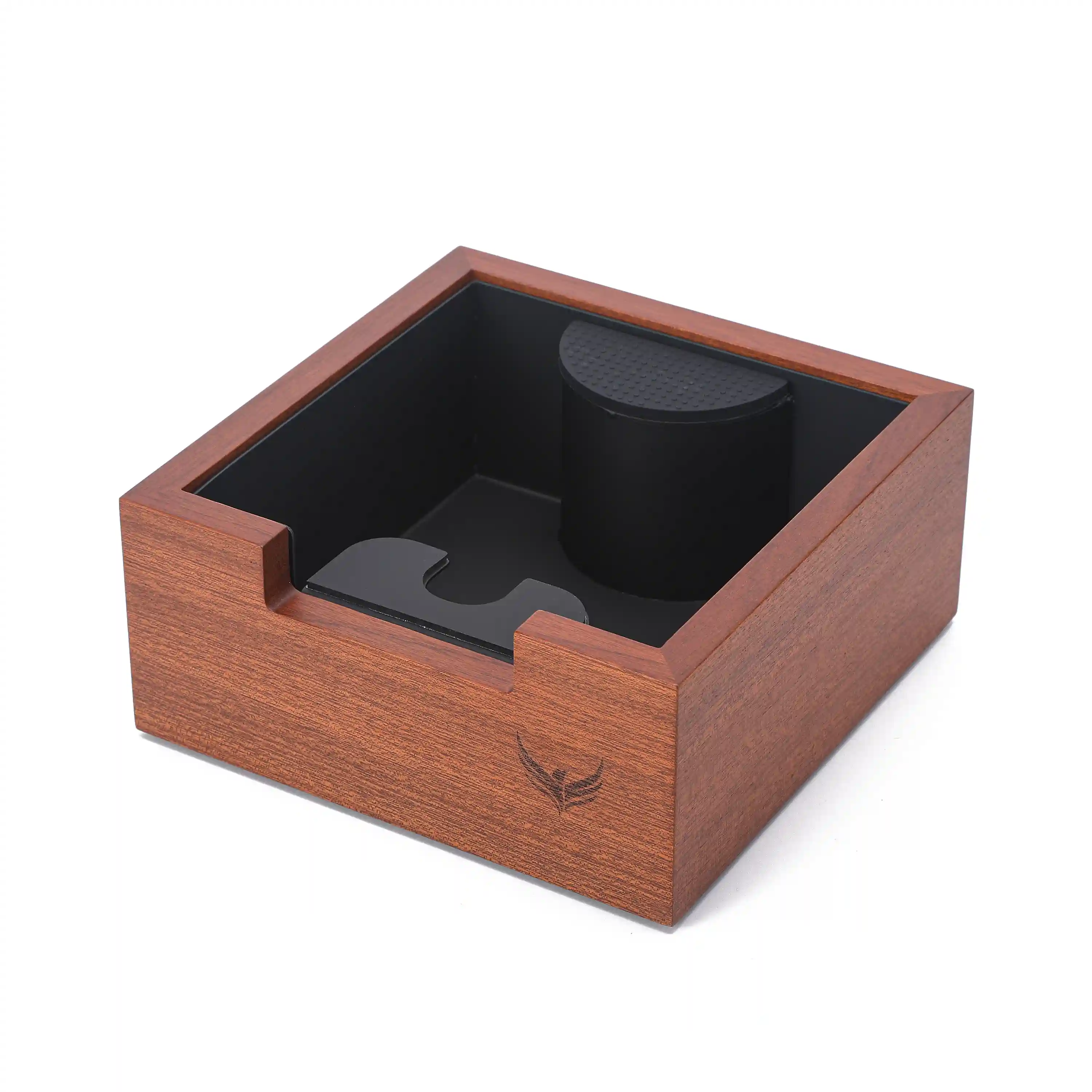 Rosewood Espresso Knock Box Portafilter Tamping Stand with Shock-Absorbing Bar & Non-Slip Design | Premium Dump Bin for Home Barista Stations