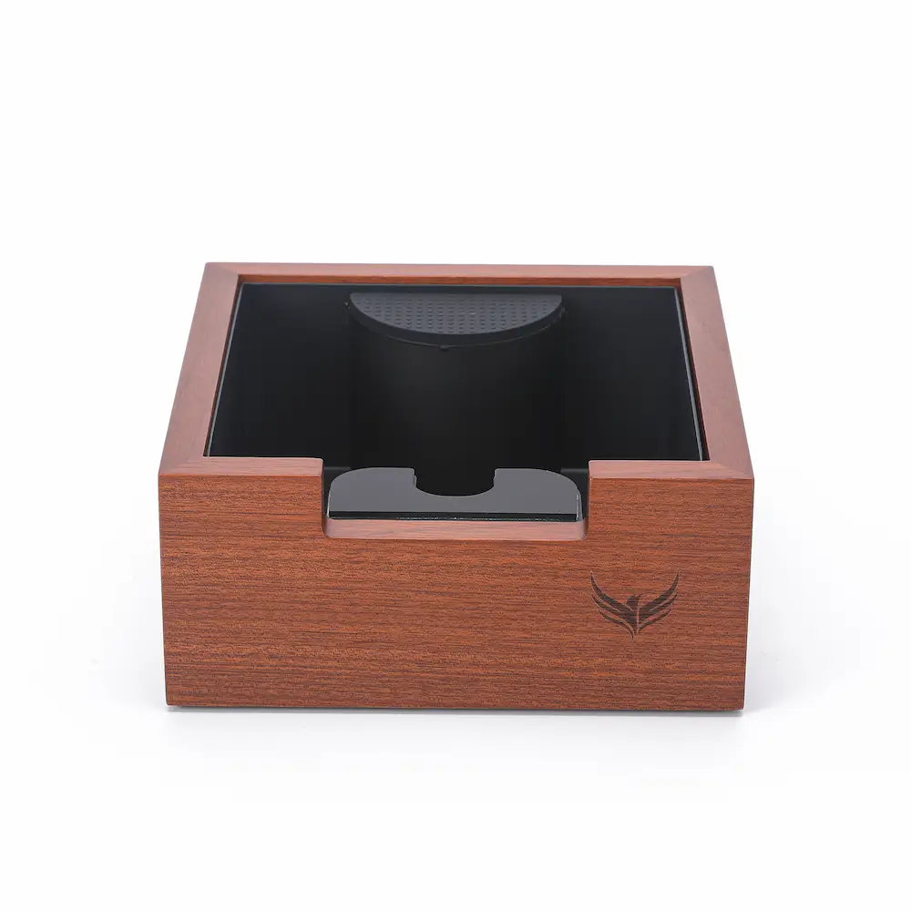 KNODOS Rosewood Espresso Knock Box V3 — Shock-Absorbent Bar, Removable Liner, Non-Slip Base - 6