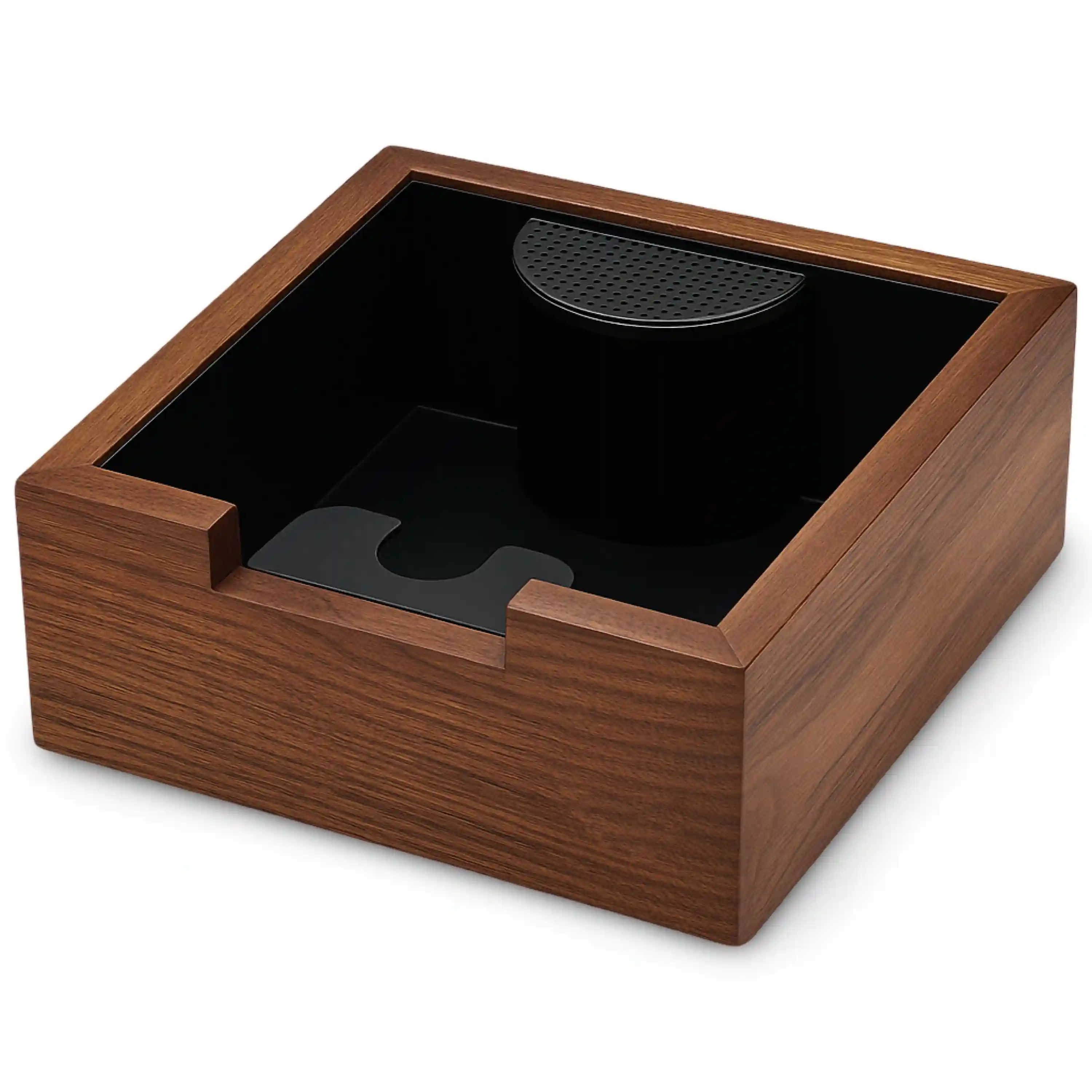 Wooden Espresso Knock Box Walnut Dump Bin for Coffee Grounds Disposal Durable, Shock-Absorbent  - 1