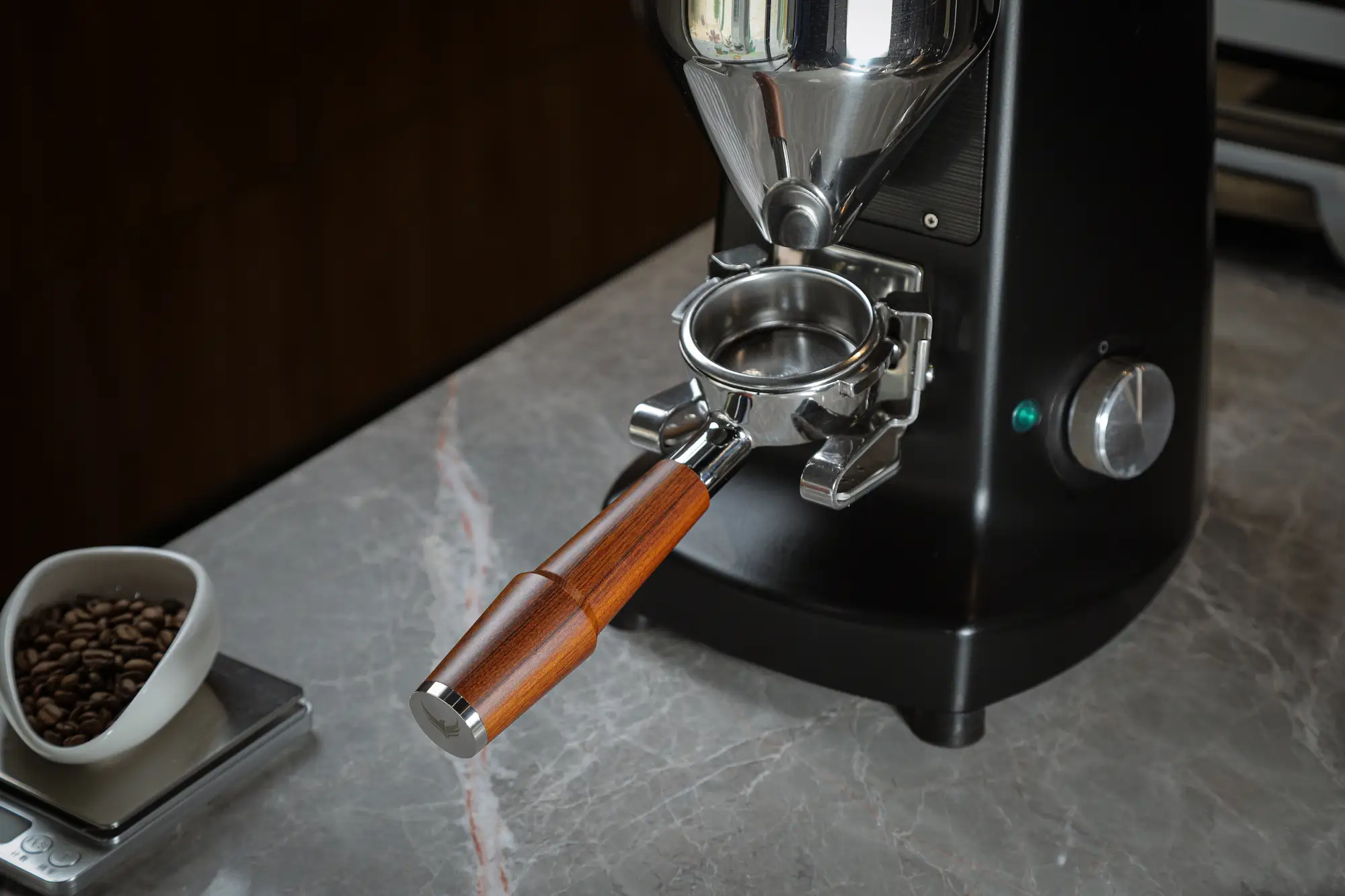 KNODOS 58mm Rosewood Bottomless Portafilter for E61 — Rocket, ECM, Profitec, Lelit, Flair 58 - 6