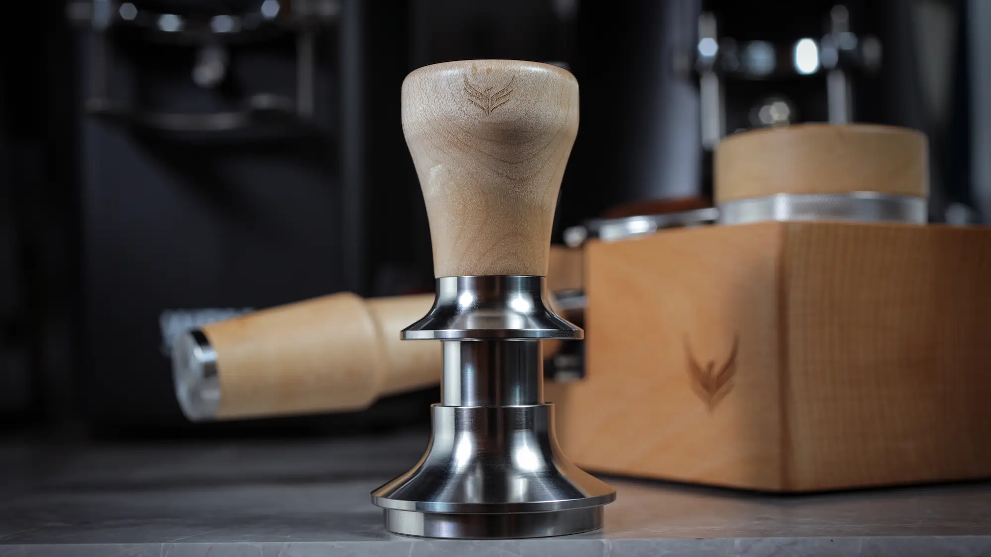 58.5mm Coffee Tamper Fits 58mm Portafilters Calibrated and Double Spring Loaded Design Maple Handle - 3