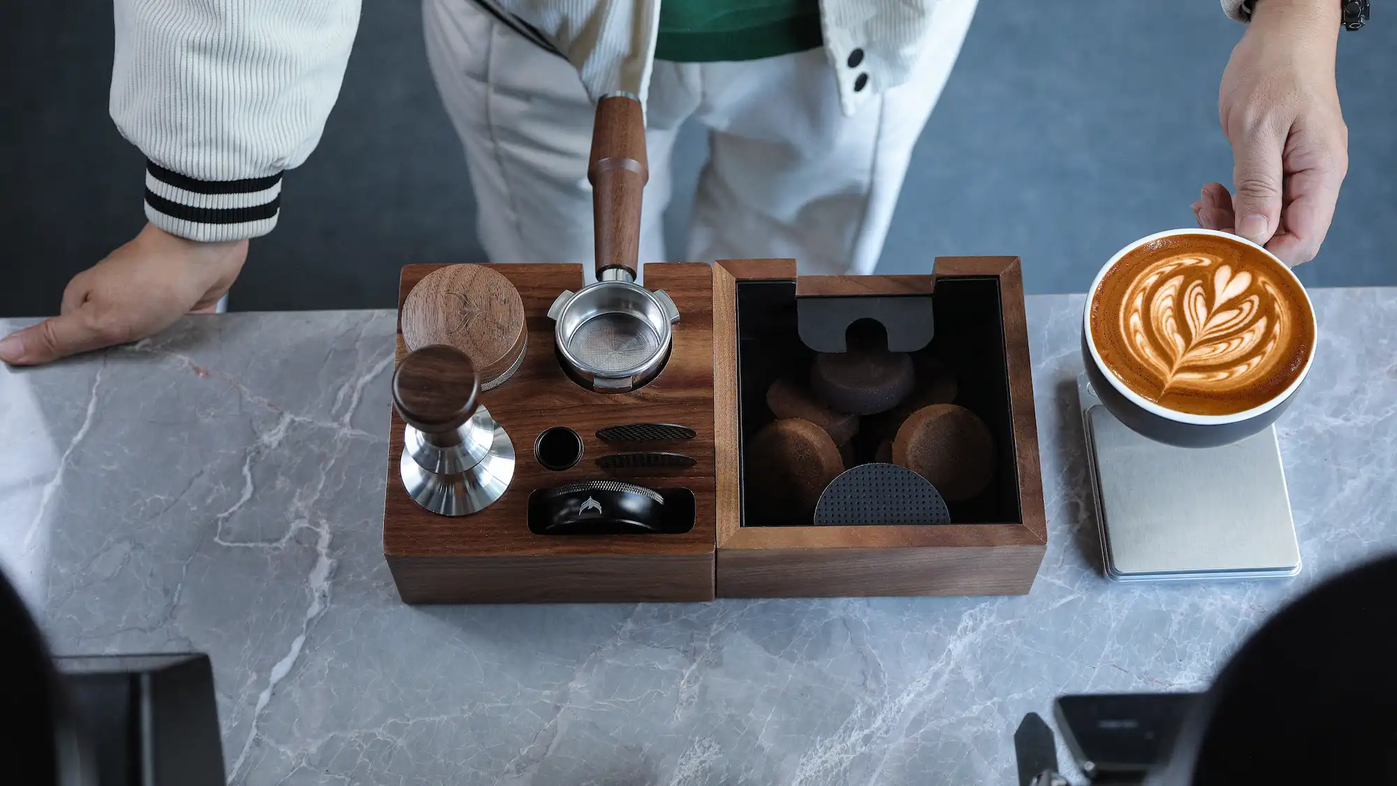 Wooden Espresso Knock Box Walnut Dump Bin for Coffee Grounds Disposal Durable, Shock-Absorbent  - 4