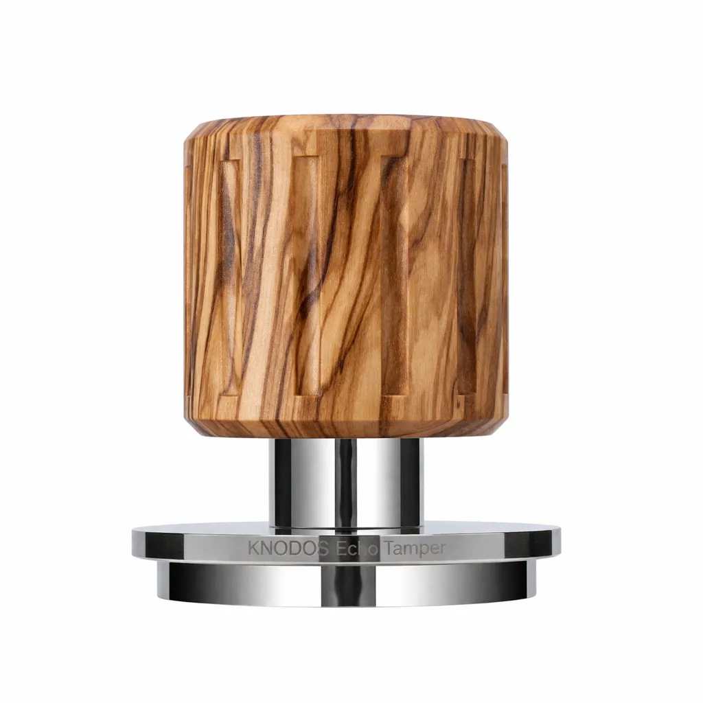 KNODOS Echo Spring-Loaded Espresso Tamper 58mm – Calibrated 30lb Click for Gaggia, Rocket & Standard 58mm, Olive Wood Handle