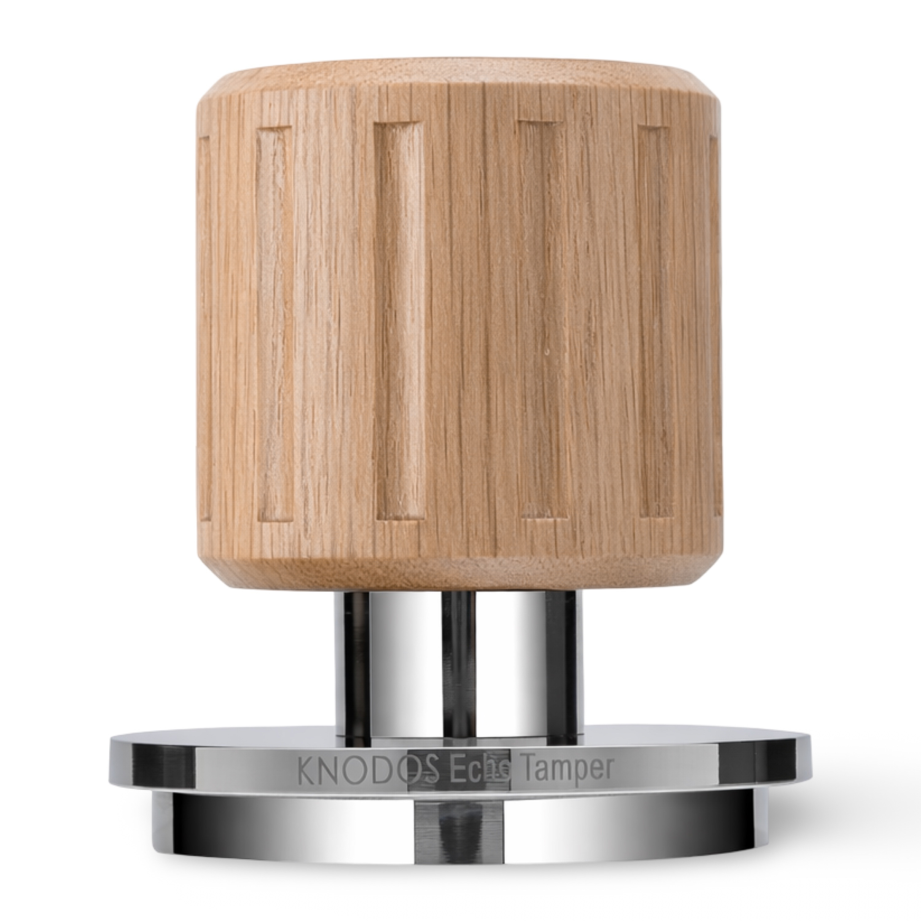 KNODOS Echo Flat-Base Tamper 58.5mm for VST & IMS Baskets – Calibrated 30lb Click, Auto-Leveling Oak - 1