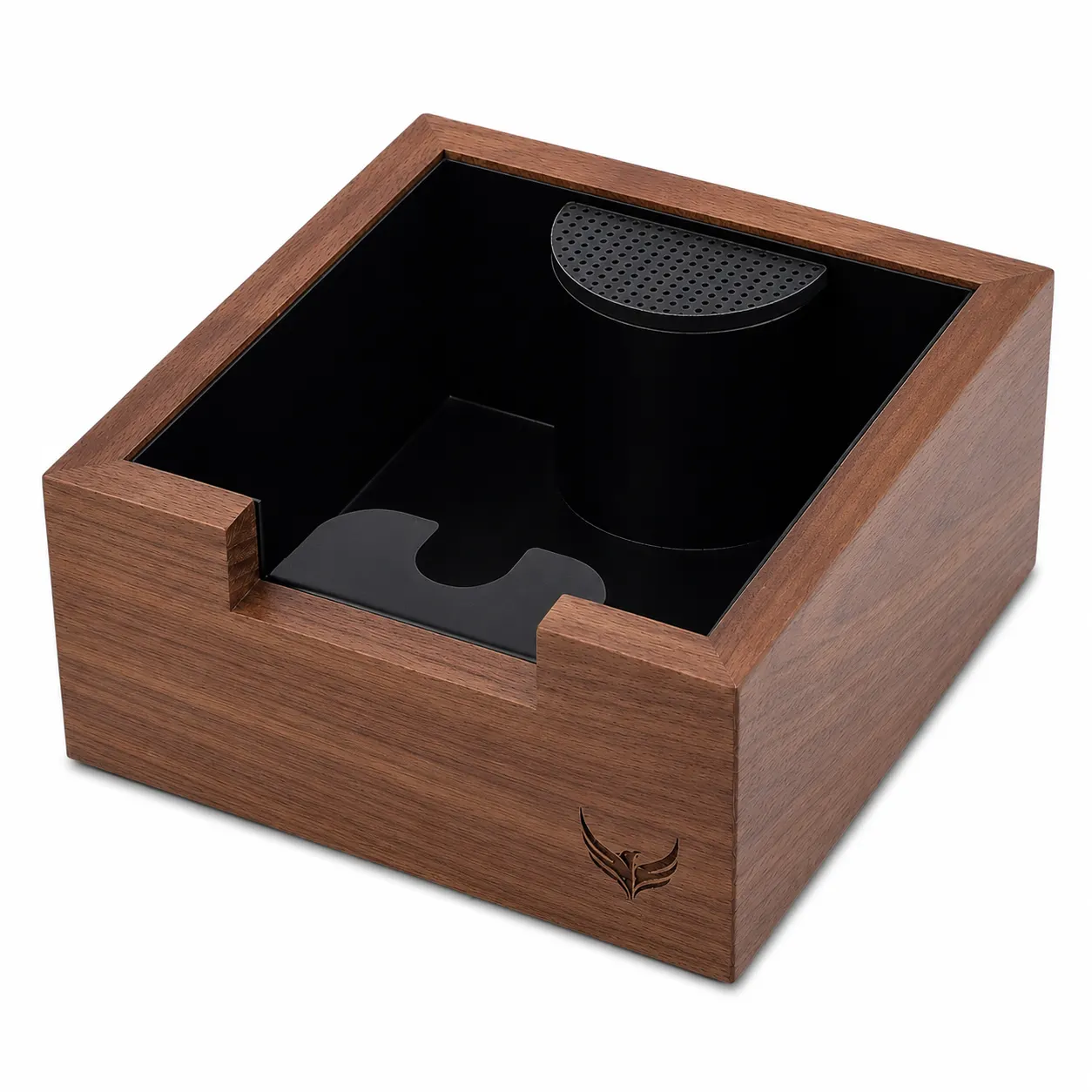 KNODOS Walnut Espresso Knock Box — Shock-Absorbent Bar, Removable Liner, Non-Slip Base