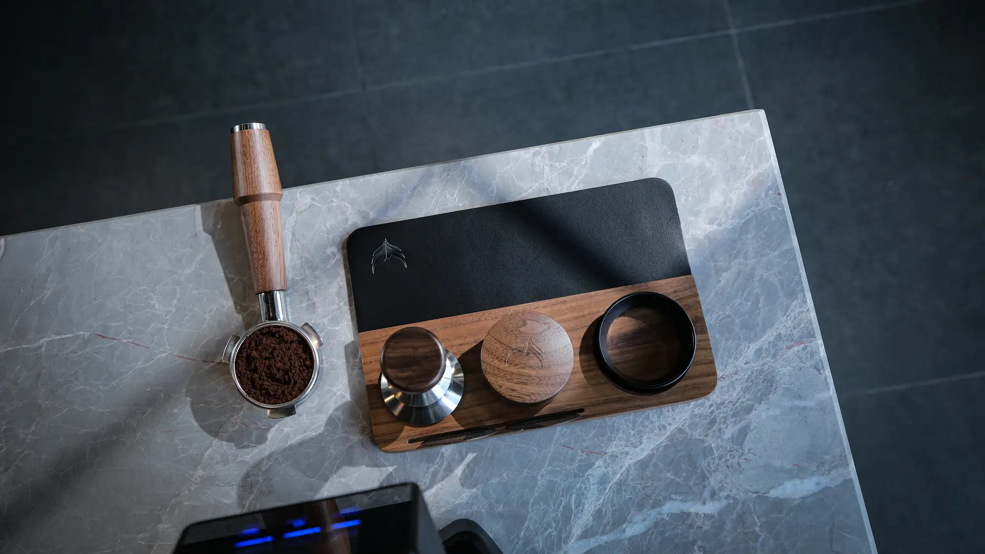 Espresso Mat 58mm Walnut Leather Coffee Tamping Mat - 2