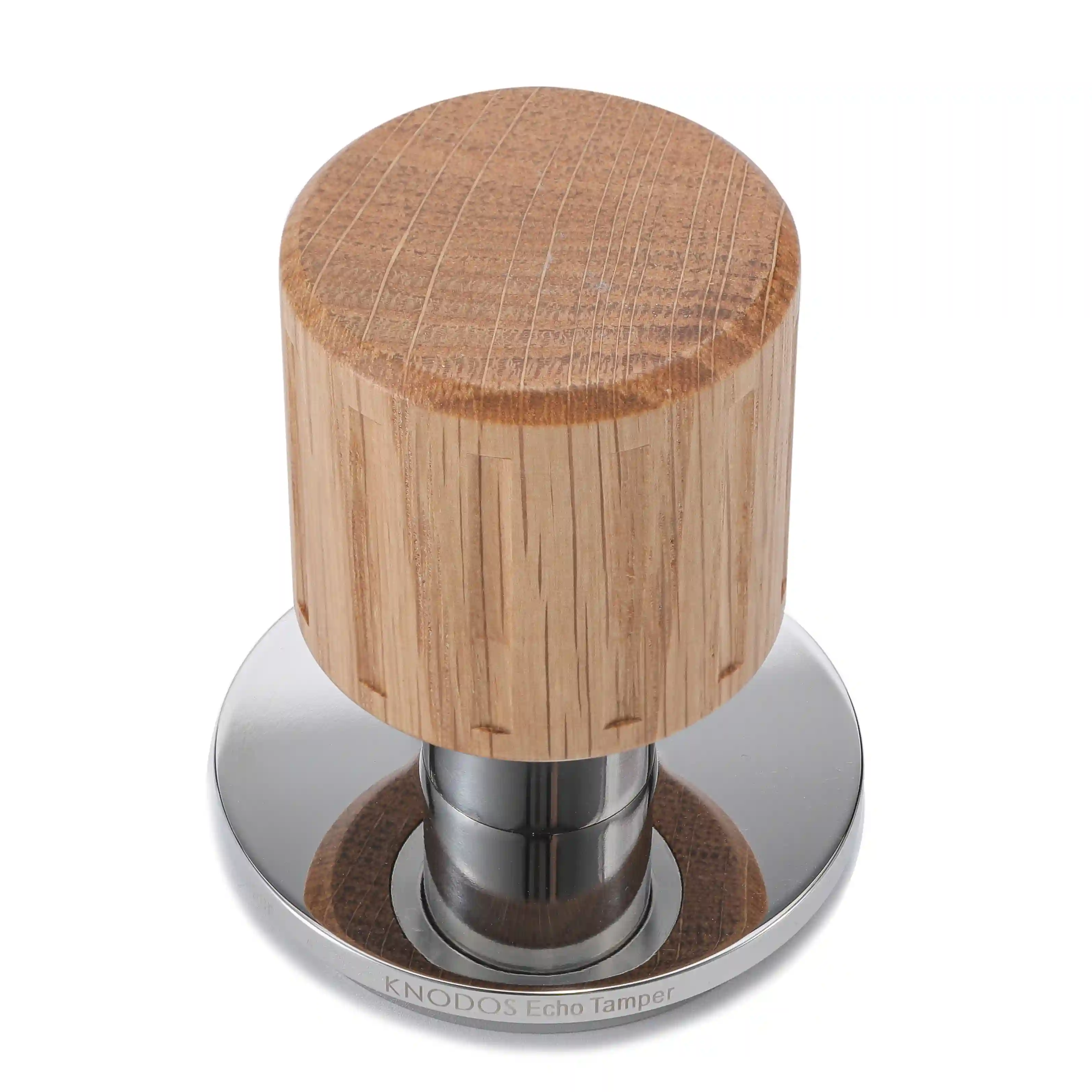 KNODOS Echo Flat-Base Tamper 58.5mm for VST & IMS Baskets – Calibrated 30lb Click, Auto-Leveling Oak - 5