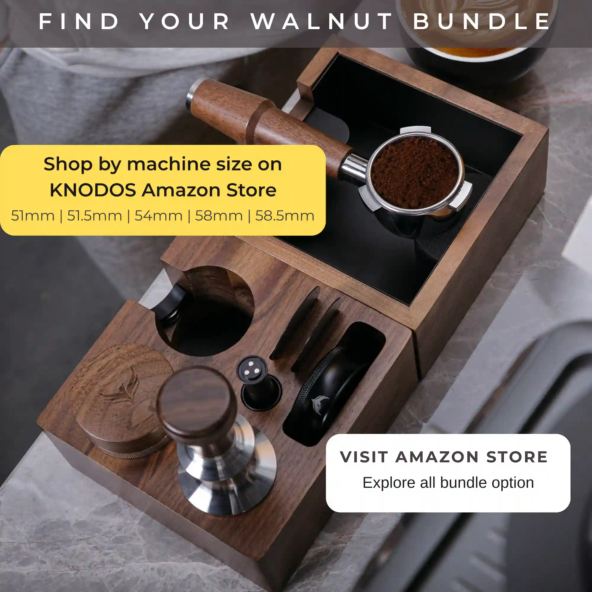 KNODOS Espresso Accessories Bundle — Walnut Elegance — Matching Walnut Handle Set - 3