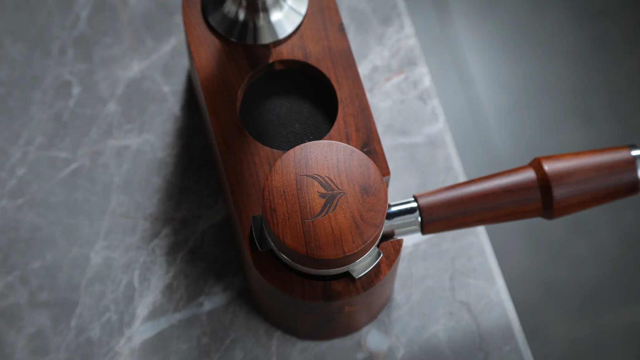 KNODOS 54mm Rosewood Espresso Distribution Tool for Breville — Adjustable Coffee Leveler - 5