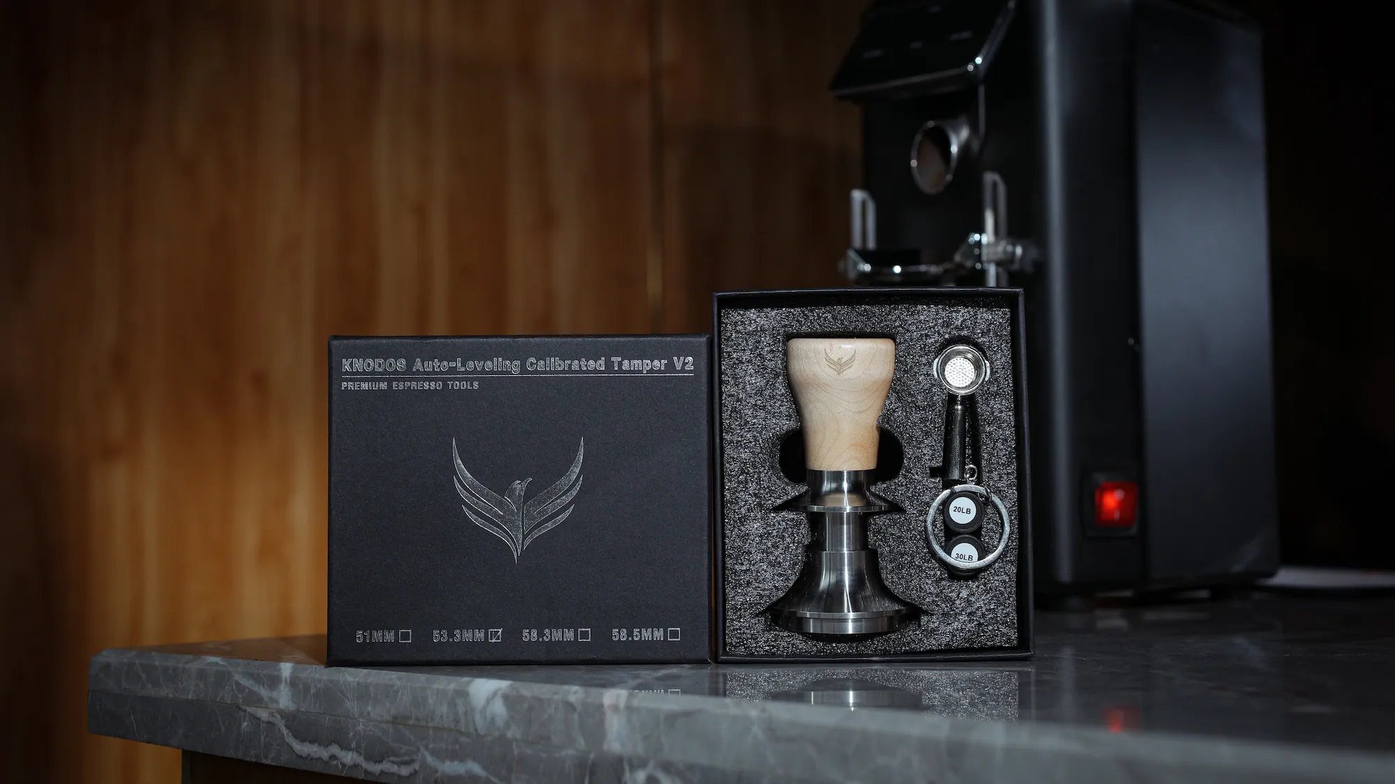 Tamper 58mm Auto-Leveling Calibrated Spring Loaded Design Stainless Steel Ripple Base - 3