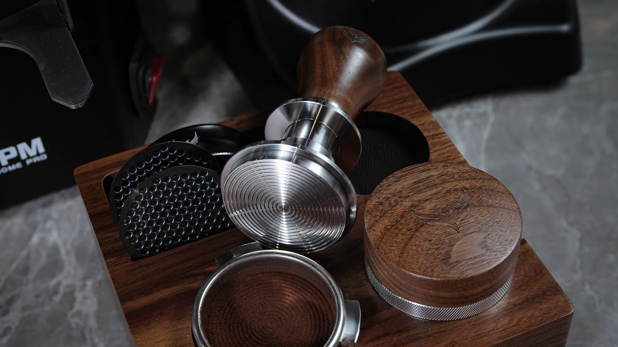 KNODOS 58mm Espresso Tamper with Walnut Handle, 58.35mm Calibrated Self-Leveling Spring Loaded Ripple Base Tamper - 5