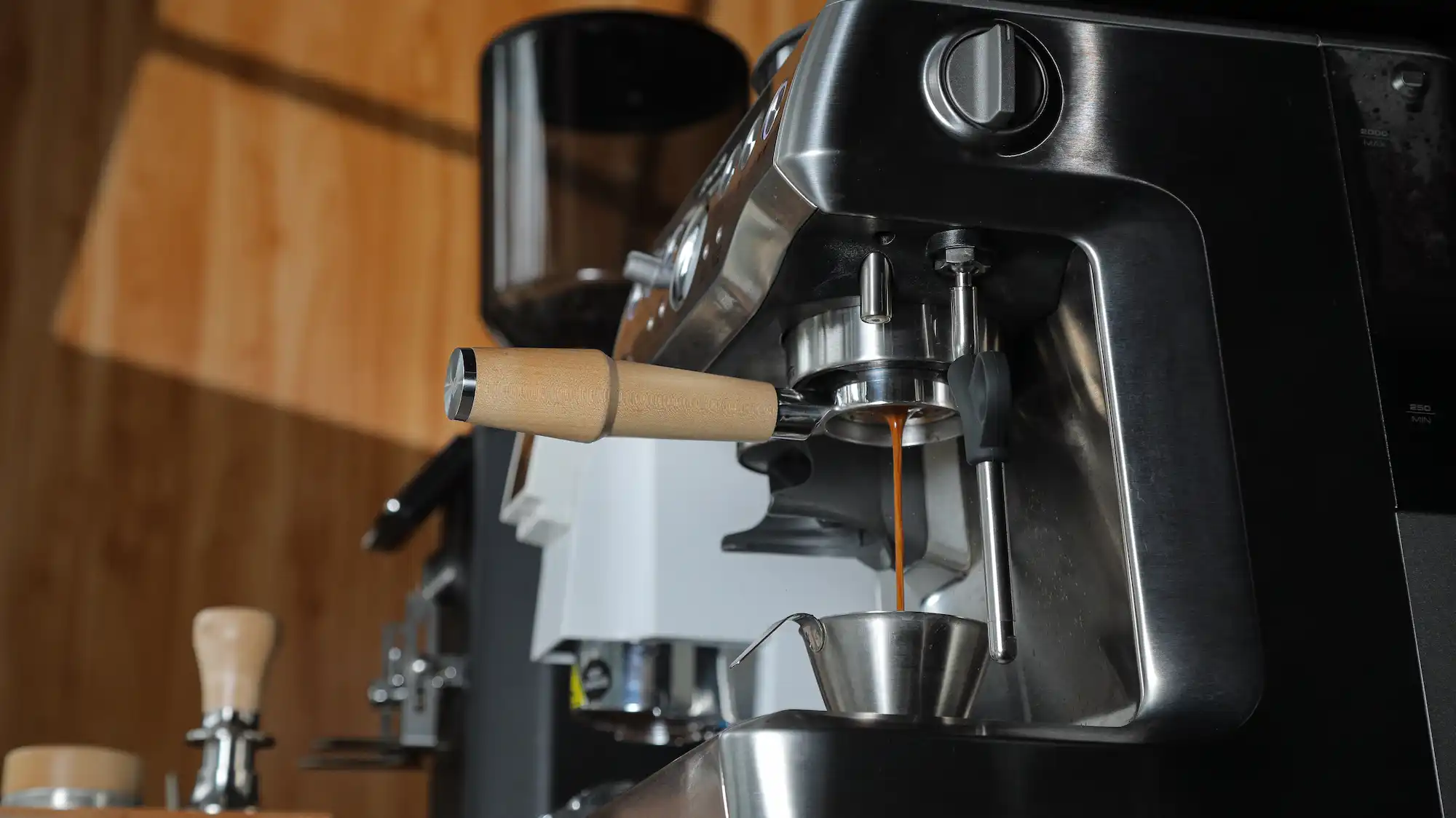 KNODOS 54mm Maple Bottomless Portafilter for Breville — 3-Ear, 18–21g Basket Included - 4