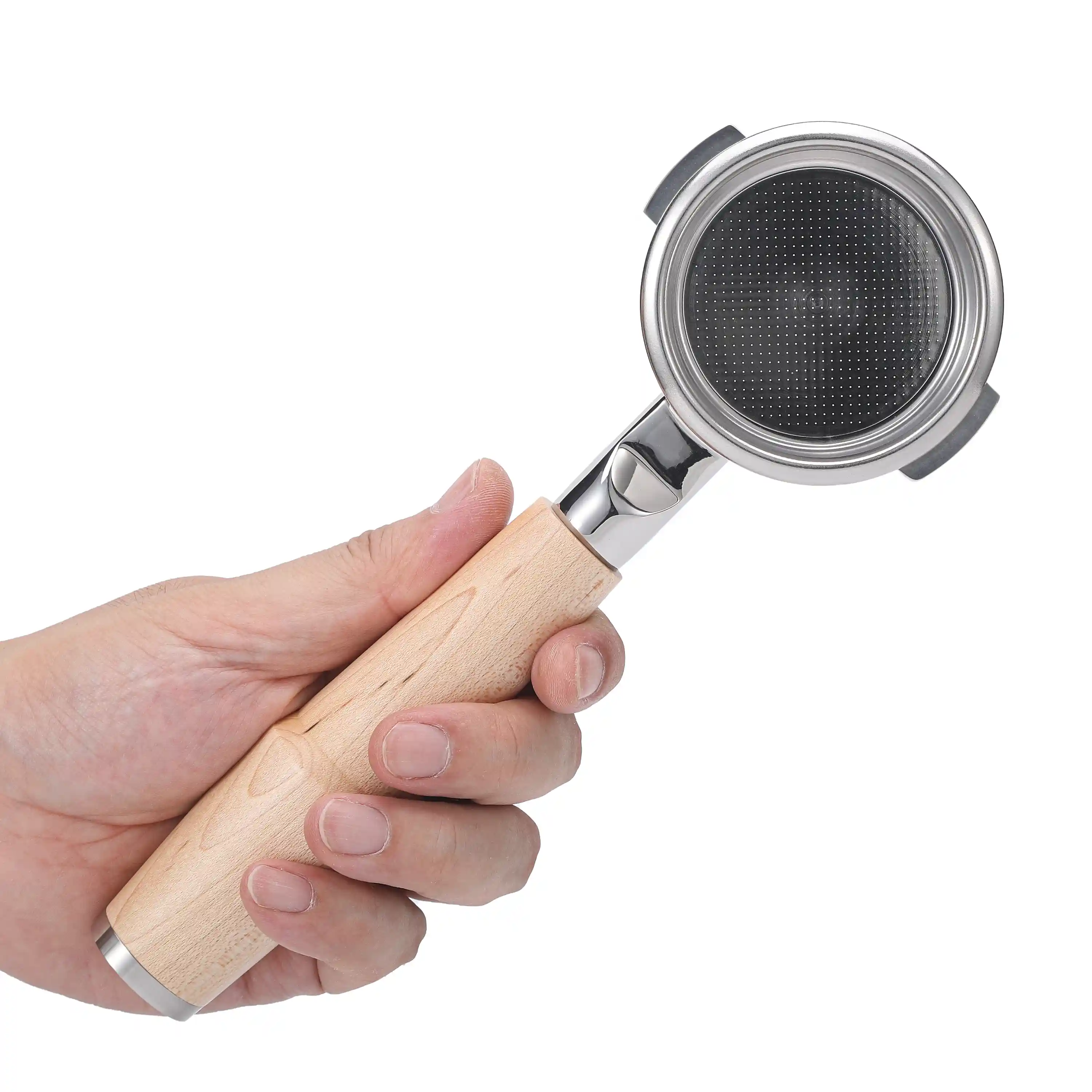 Bottomless Portafilter 58mm Compatible with Breville Dual Boiler, Oracle, Oracle Jet Espresso Machines Maple Handle 2 Ears 18-21g Double Shot Filter Basket Included